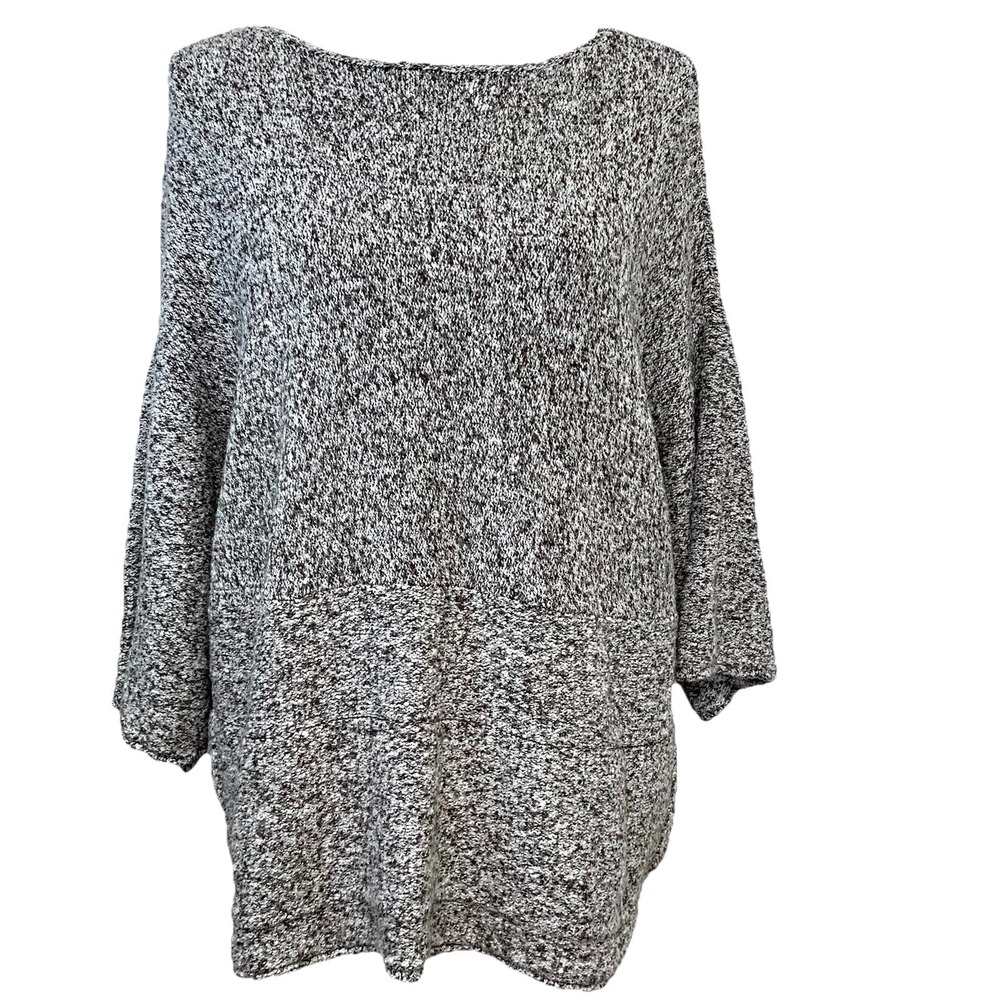 Pure J Jill‎ Boxy Oversized Sweater Small Brown Speckle Drop Shoulder Pocket
